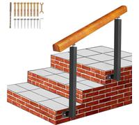 Adjustable 2-3 Steps Black Wrought Iron ils - Outdoor Wood Stair Railing with 270° Brackets, Double Post Safety Hand Rail, 95cm Height, Perfect for Transitional Spaces