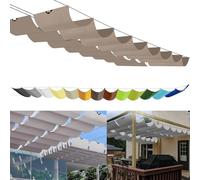 Adjustable 2.6x6.5m Retractable Sun e Sail 95% UV Protect Waterproof Canopy for Patio Pera Includes Installat Ropes Khaki Color