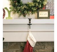 Adjustable 2 in 1 Fireplace Garland and Stocking Holder with Heavy Duty Iron Construction, Dual Hooks for Christmas Mantle Decorating (Hook B - 3 packs)