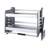 Adjustable 2 Tier Aluminum Shelf for Upper Cabinets Versatile Space Saving Storage Rack Width Range 22 34.5 Inches Retractable Shelf System for Home nization