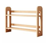 Adjustable 2-Tier Desktop nizer Rack, Solid Wood Bookshelf for Home Office & Dorm, Natural Finish, 31.4x7.8x23.6in Storage Solution