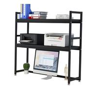 Adjustable 2-Tier Desktop Rack - Stylish Wood Bookcase for Office & Home Space-Saving Countertop Storage Solution Perfect for Books & Decor (Color: Black)