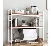 Adjustable 2-Tier Desktop Shelf for Computer, Open Storage Rack & Printer Stand, Space-Saving nizer, Modern Design (Color: F, Size: 95 x 24 x 90 cm)
