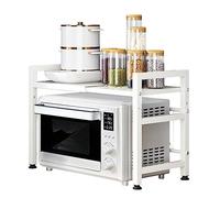 Adjustable 2-Tier Microwave Oven Rack - Kitchen StorageShelf Stand for Rice Cooker Toaster & Appliances Space-Saving Countertop Solution (L15.7-23.6 x W14.7 x H18.1)