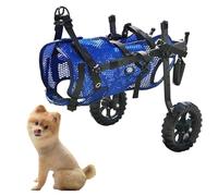 Adjustable 2 Wheel Dog Wheelchair for Small Pets Hind Leg Support Folding Design Durable Mesh Fabric Lightweight Blue Pet Mobility Aid
