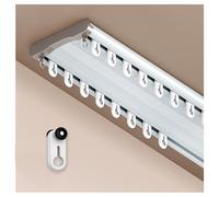 Adjustable 200cm Aluminum Double Track Ceiling Rod Extendable 190500cm 2 Layer Design for Curtains & Drapes Ideal for Living Room & Bedroom (White)