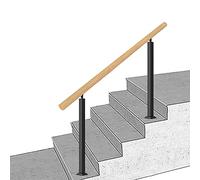 Adjustable 23 Step Solid Wood & Black Wrought Iron Posts Exterior Porch RailingHeight 90cm Length 60cm for Safe Access & Support