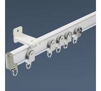 Adjustable 240cm Curved Ceiling & Wall Mount Room Divider Track with Accessories Flexible Privacy Drapery Rod for Home Use (White-B 2.40m - 2 x 1.20m)