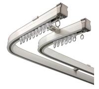 Adjustable 240cm Flexible Double Rain TrackCurved & Straight Rail for Shower Room Divider & BedroomBendable Curtain Rod System for Easy Installation