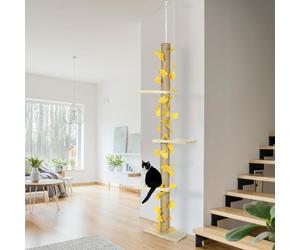 Adjustable 242cm Floor-To-Ceiling Cat Tree - Anti-Slip - Yellow