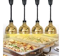 Adjustable 250W Commercial Food Heat Lamp Retractable Food Warmer for Catering & Parties 25cm Shade Diameter 4-Pack - Perfect for Keeping Food Warm!