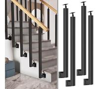 Adjustable 270° Angle Bracket Stair Railing Square Balusters for Indoor Concrete Steps 4-Pack 95cm/37.4in Easy Side Mount InstallationSafety Guardrails