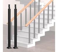 Adjustable 270° Black Metal il Stair Railing with Angular Support Entryway Railing for Terrace/Porch Stairs 2 Pack (Size: 75cm/29.5in)