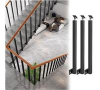 Adjustable 270° Black Metal Railing Post for Outdoor Steps SideMounted with Flat Spindles - Perfect for Decks Stairs and Safety Support