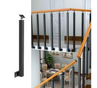 Adjustable 270° Black Metal Stair Railing Post with Flat Base & Screw SetSideMount for Veranda & Staircase Safety Durable Railing Support for Home Interior