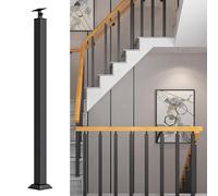 Adjustable 270° Metal Stair BalustersSquare Column Railing for Indoor Stairs & Decks Includes Screws & Brackets Black FinishDurable & Elegant 1 Pack