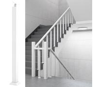 Adjustable 270° Metal Stair BalustersSquare Columns for Indoor Stairs/Terraces Includes Screws & Brackets White Finish Ideal for Concrete Steps1 Pack