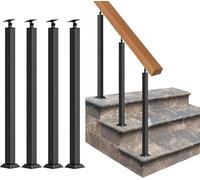 Adjustable 270° Metal Stair Railing Post, Square Indoor il Spindles for Outdoor Steps, 2.46ft Black ils - 1 Piece, Durable & Stylish Safety Solution
