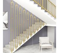 Adjustable 270° Side Mounted Stair Railing Post Modern Wrought Iron Guardrail Customizable Stair Railing Set for Indoor Stairs (Gold H 230cm 7.5ft)