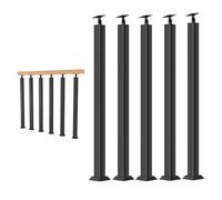 Adjustable 270° Square Baluster Posts - 5 Pack Indoor Stair Railing Kits Black Banister Columns Stair il with Flat Bracket Base for Decks Steps & Gardens (33.5in/85cm)