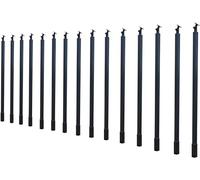 Adjustable 270° Square Stair Balusters - 15 Pcs Black Staircase Spindles with Installation Kit, 48in Wood Floor Mount Columns for Interior Stairway Design