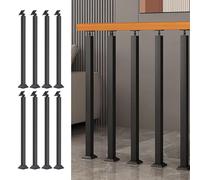Adjustable 270° Square Stair Railing Posts - 8-Pack Black Iron Support Base for Stair Decoration (Size: 95cm/37.4inch)