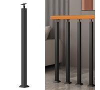 Adjustable 270° Stair Railing Post Square Metal Spindles Black Support Bracket with Screw Kit for Terrace Balcony and Staircase (Size: 3.12ft/95cm)