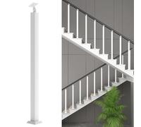 Adjustable 270° Stair Railing Post Square Metal Spindles Terrace & Balcony Support with Screw Kit 2.78ft White - Perfect for Staases & Home Decor