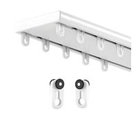 Adjustable 3.0m Aluminum Curtain Track - 2-Layer Room Divider Rail System, Extendable 1m to 5m, Includes Mounting Hardware, Elegant White Finish