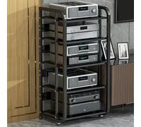 Adjustable 3/4/5 Tier AudioVideo Media Stand with Wheels HIFI Amplifier Rack & Game Console Shelf Open AV Media Storage Unit for ProjectorsBlack 43.3in/110cm