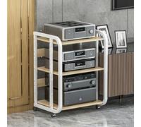 Adjustable 3/4/5 Tier AV Media Stand with Wheels HIFI Amplifier Rack Game Console & Projector Shelf White AudioVideo Storage 70cm/27.5in多功能展台