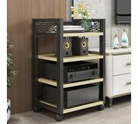 Adjustable 3/4/5 Tier HiFi Audio Rack with Wheels Holz & Stahl Audio Tower for CD Player & Home Theater 88cm Yellow Stylish Audio Component Stand for Bedroom