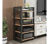 Adjustable 3/4/5-Tier HiFi o Rack with Wheels - Holz & Stahl oturm for Open CD Player Stand Home Theater & Bedroom Brown 108cm/42.5in Ideal for o Conents