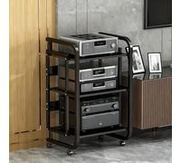Adjustable 3/4/5 Tier Home Stereo Rack HeavyDuty Movable Media Storage Cabinet with Wheels CD/DVD Player Stand for Living Room & Bedroom Versatile Shelving Unit