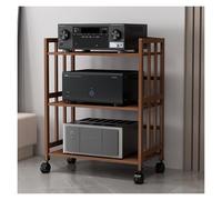 Adjustable 3/4/5-Tier Rolling Audio Stand with Wheels - Open Storage Rack for Home Theater AV Equipment and Media - 80cm Wide Mobile Shelving Unit