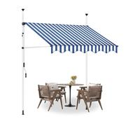 Adjustable 3.5M Kmmarkise - No Drill Balcony ning with Hand Crank Suitable for Terraces Balconies Doors & - Blue & White (11.5FT)