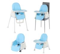 Adjustable 3-in-1 Baby Highchair Infant High Feeding Seat Toddler Table Chair, Blue.