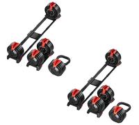 Adjustable 3 in 1 Dumbbell Barbell Kettlebell Weight, 2-24kg / 4-54LBS, 12 Weight Increments, Comfortable Non-Slip Grip, Quick Easy Weight Adjustment