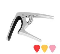 Adjustable 3 In1 Guitar Capo Metal & Silicone Pad Sliding Capo With 3 Picks For 4 Strings 6 Strings Guitar Tuning Tone Guitar Sliding Capo Adjustable Guitar Capo For Acoustic Guitar Rolling Capo Capo