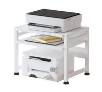 Adjustable 3 Tier Desktop Printer Stand with File Storage Home Office Shelf for Scanners & Fax Machines Multipurpose White Bookcase Display Stand