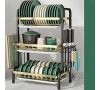 Adjustable 3-Tier Spice Rack and Large Dish Drying Rack - Compact Kitchen Organizer for Storage and Draining - 56x23.5x39cm