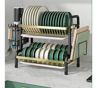 Adjustable 3-Tier Spice Rack and Large Dish Drying Rack - Compact Kitchen Organizer for Storage and Draining - 56x23.5x39cm