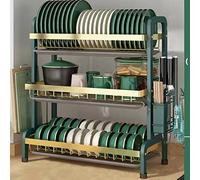 Adjustable 3-Tier Spice Rack & Dish Drying Rack - Large Kitchen Counter with Drainboard for Efficient Storage & Easy Dish Draining