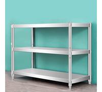 Adjustable 3-Tier Stainless Steel Shelving Unit - Space-Saving Kitchen, Plant Stand, Pan & Pot Rack, Microwave Shelf, Floor-Standing Storage for Groceries, Fruits, and Bread (80x60x80cm)