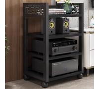 Adjustable 3-Tier Stereo Cabinet Media Stand - Corner Shelf AV Component Rack, Rolling Audio Tower, HiFi Floor-Standing CD Player Storage, Modern Home Entertainment Unit (Color: C)