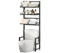 Adjustable 3-Tier Toilet Shelf - Sturdy Black Bathroom Storage for WC Kitchen & Office - Space-Saving Stylish & for All Your Needs