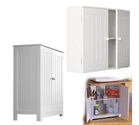 Adjustable 3-Tier Waterproof Bathroom Storage Unit, Multi-Function Tall Cupboard for Living Room, Bedroom, Kitchen, Hallway - White MDF Furniture Solution