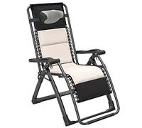 Adjustable 30-Position Foldable Lounge Chair, Aluminum Alloy Recliner with U-Shaped Headrest, Portable Silent Sun Lounger for Outdoor & Indoor Relaxation (Black)