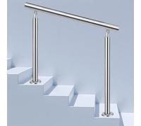 Adjustable 304 Stainless Steel Handrails for Indoor/Outdoor Round Tube Design with 2 Metal Balustrade Posts & Fittings 85cm Height Stair Railing Durable Transition Guardrail