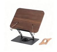 Adjustable 360° Book & Tablet Stand | Sturdy Metal Base & Multi-Angle Adjustment | Wooden Page Holder for Reading, Cooking & Recipe Use | Ideal for Home & Office
